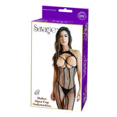 HALTER OPEN CUP BODYSTOCKING - BLACK