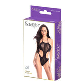 SHEER BODYSUIT - BLACK RHINESTONES