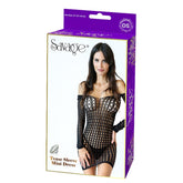 TEASE SLEEVE MINI DRESS - BLACK