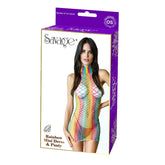 RAINBOW HALTER MINI DRESS & G-STRING - RAINBOW