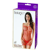ALLURE FISHNET BODYSTOCKING - RED
