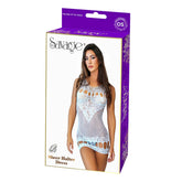 SHEER HALTER DRESS - BABY BLUE