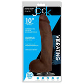 JOCK 10" VIBRATING DILDO W/BALLS CHOCOLATE