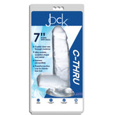 JOCK C-THRU 7" CLEAR TPE DONG W/BALLS & SUCTION CUP