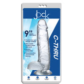JOCK C-THRU 9" CLEAR TPE DONG W/BALLS & SUCTION CUP