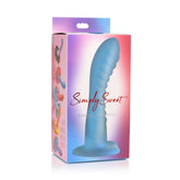 SIMPLY SWEET 7" RIBBED SILICONE DILDO - BLUE