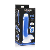 LOLLICOCK 7" GLOW-IN-THE-DARK SILICONE DILDO W/BALLS BLU