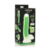 LOLLICOCK 7" GLOW-IN-THE-DARK SILICONE DILDO W/BALLS GRN