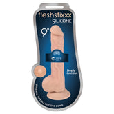 FLESHSTIXXX 9" SILEXPAN SILICONE DONG WITH BALLS - VANILLA
