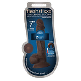FLESHSTIXXX 7" SILICONE DILDO WITH BALLS - CHOCOLATE