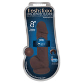FLESHSTIXXX 8" SILICONE DILDO WITH BALLS - CHOCOLATE