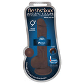 FLESHSTIXXX 9" SILICONE DILDO WITH BALLS - CHOCO