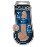 FLESHSTIXXX 7" SILICONE DILDO WITH BALLS - LATTE