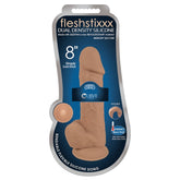 FLESHSTIXXX 8" SILICONE DILDO WITH BALLS - LATTE