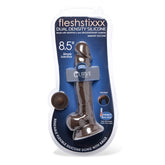 FLESHSTIXXX 8.5" SILICONE DILDO WITH BALLS - BROWN