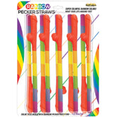 RAINBOW PECKER STRAWS - 10PK