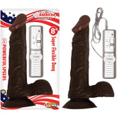 AFRO AMERICAN WHOPPER- 8INVIBRATING W/ BALLS BROWN