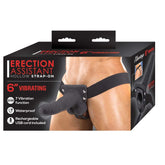 ERECTION ASSISTANT HOLLOW STRAP-ON 6" VIBRATING-BLACK