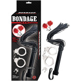 BONDAGE BY NASSTOYS WHIP, FEATHER & CUFFS-RED