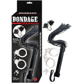 BONDAGE BY NASSTOYS WHIP, FEATHER & CUFFS-BLACK