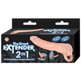 THE GREAT EXTENDER 2 IN 1 8" EXTENDER & MASTURBATOR-WHITE