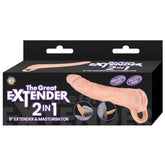 THE GREAT EXTENDER 2 IN 1 9" EXTENDER & MASTURBATOR-WHITE