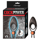 COCKPOWER VIBRATING RING W/ADJUSTABLE COCK TIE - BLACK