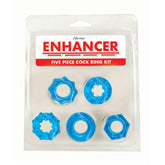 ENHANCER FIVE PIECE COCK RING SET - BLUE