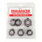ENHANCER FIVE PIECE COCK RING SET - BLACK