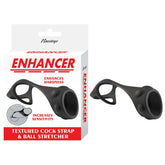 ENHANCER TEXTURED COCK STRAP & BALL STRETCHER - BLACK