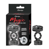 MAGIC BEADED COCK RING & ADJUSTABLE BALL STRAPS - BLACK