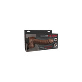 FF 8" HOLLOW RECHARGEABLE STRAP-ON WITH REMOTE - BROWN