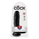 KING COCK 8" COCK W/ BALLS - BLACK