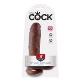 DILDO W/ BALLS 8" BROWN KING COCK