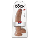 DILDO W/ BALLS 9" TAN KING COCK