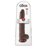 DILDO 14" W/ BALLS BROWN KING COCK