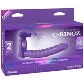 FANTASY C-RINGZ SILICONE DOUBLE PENETRATOR RABBIT - PURPLE