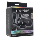 FANTASY C-RINGZ COCK BLOCKER WITH ASS-GASM PLUG - BLACK