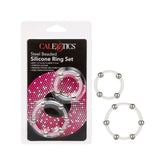 STEEL BEADED SILICONE RING SET