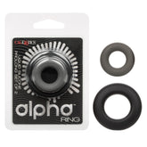 COCK RING BLACK ALPHA LIQUID SILICONE PROLONG SET OF 2