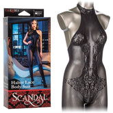 SCANDAL HALTER LACE BODYSUIT - BLACK