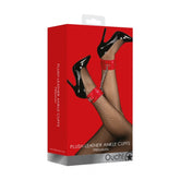 OUCH! PLUSH LEATHER ANKLE CUFFS - RED