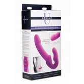 EVOKE RECHARGEABLE VIBRATING SILICONE STRAPLESS STRAPON PINK