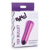 10X RECHARGEABLE VIBRATING METALLIC BULLET - PURPLE