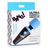 BG 10X VIBRATING MINI SILICONE WAND - BLUE- RECHARGEABLE - 4"