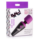 BG 10X VIBRATING MINI SILICONE WAND - PURPLE - RECHARGEABLE - 4"