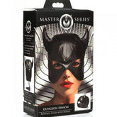 DUNGEON DEMON BONDAGE HOOD WITH HORNS - BLACK