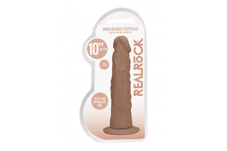 Real Rock Skin Dong Without Balls – 10" / 25 cm – Tan