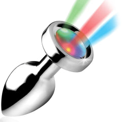 ANAL PLUG 2.3" SMALL SILVER LIGHT UP XR Brand