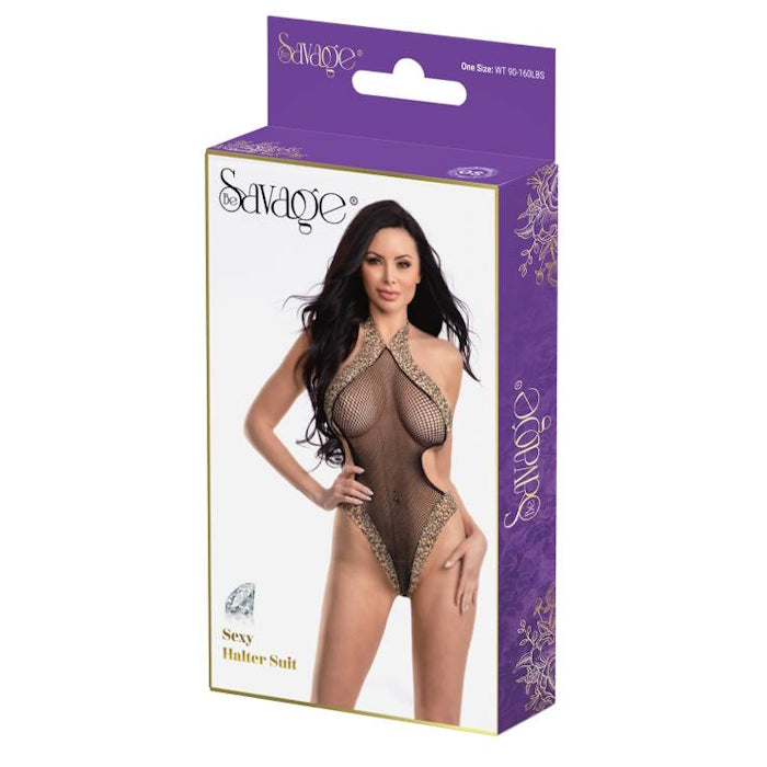 SEXY HALTER SUIT - LEOPARD